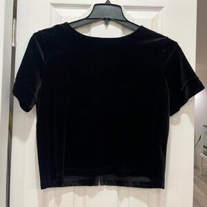 Twik Velvet Short Sleeve Top with Back Zipper Size L Soft Glam